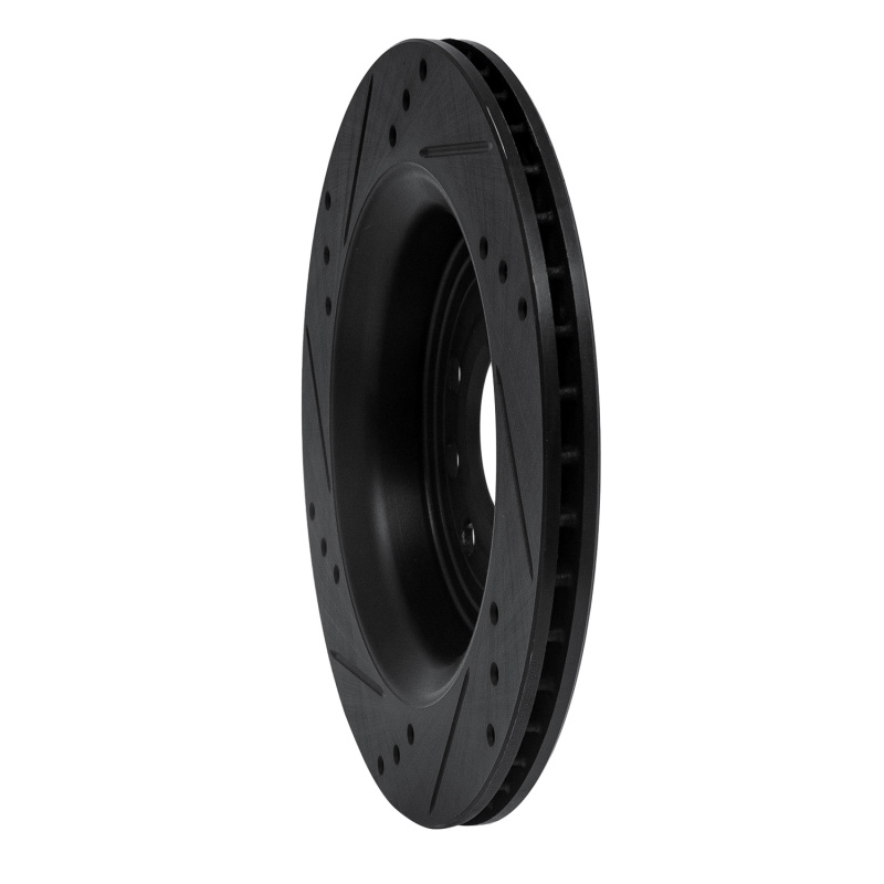 Cadillac BLS Brake Rotor (1) - Rear Right - R1 Concepts - Drilled & Slotted - Black - `03-`11